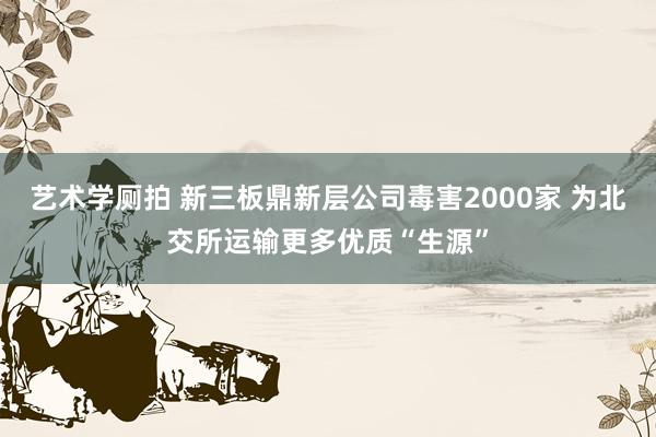 艺术学厕拍 新三板鼎新层公司毒害2000家 为北交所运输更多优质“生源”
