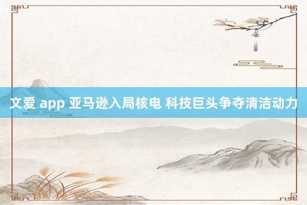 文爱 app 亚马逊入局核电 科技巨头争夺清洁动力