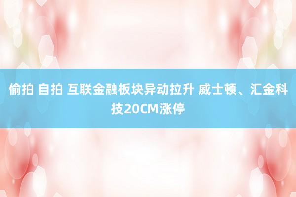 偷拍 自拍 互联金融板块异动拉升 威士顿、汇金科技20CM涨停