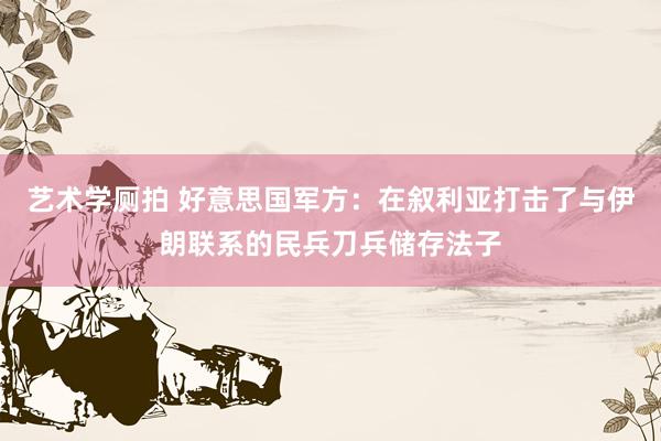 艺术学厕拍 好意思国军方：在叙利亚打击了与伊朗联系的民兵刀兵储存法子