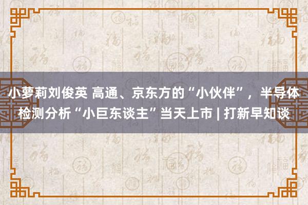 小萝莉刘俊英 高通、京东方的“小伙伴”，半导体检测分析“小巨东谈主”当天上市 | 打新早知谈